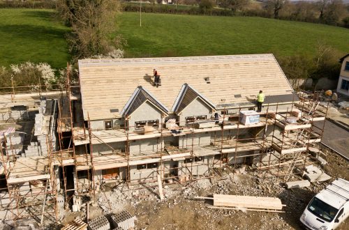 aerial view of a house under construction